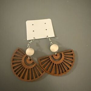 Elegant Wooden Fan Earrings